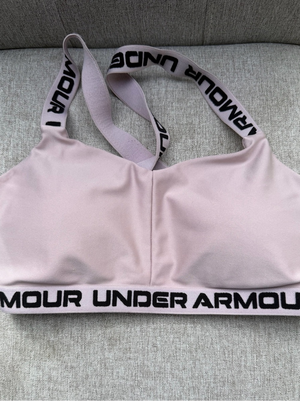 Under Armour Pale Pink Branded Elastic Sports Bra